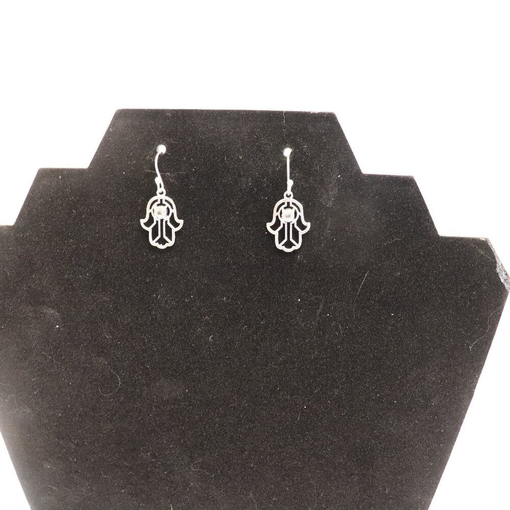 2.57 Grams Sterling‎ Silver Topaz Hamsa Hook Earrings in Box